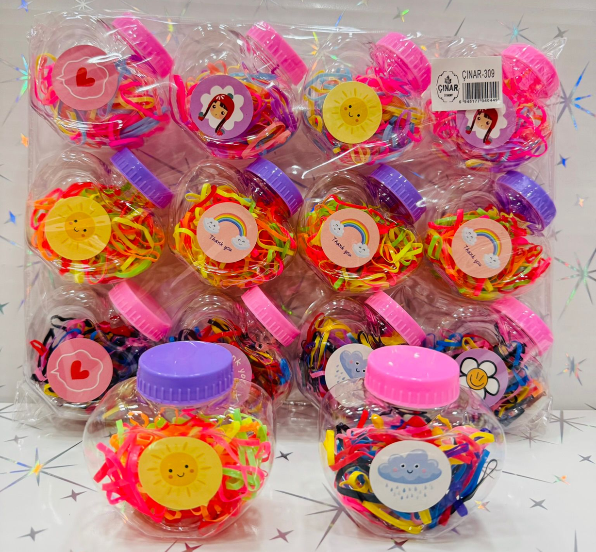 Toptan Kalp Şişeli Renkli Lastik Toka