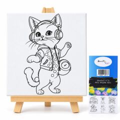 Toptan Şövaleli 15*15 Cm Tuval Boyama Seti 6'Lı (Boya Ve Fırçalı)