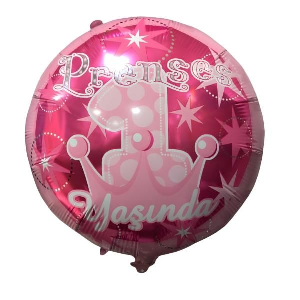 Toptan Folyo Balon Yuvarlak Prenses 1 Yaşında Pembe Model