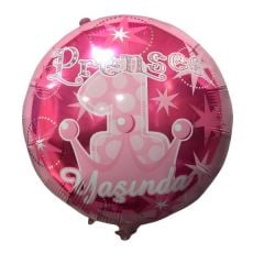 Toptan Folyo Balon Yuvarlak Prenses 1 Yaşında Pembe Model