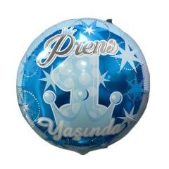Toptan Folyo Balon Yuvarlak Prens 1 Yaşında Mavi Model