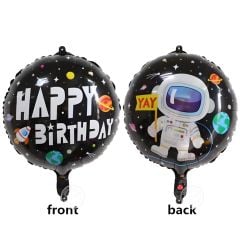 Toptan Folyo Balon Yuvarlak Happy Birthday Astronot Model