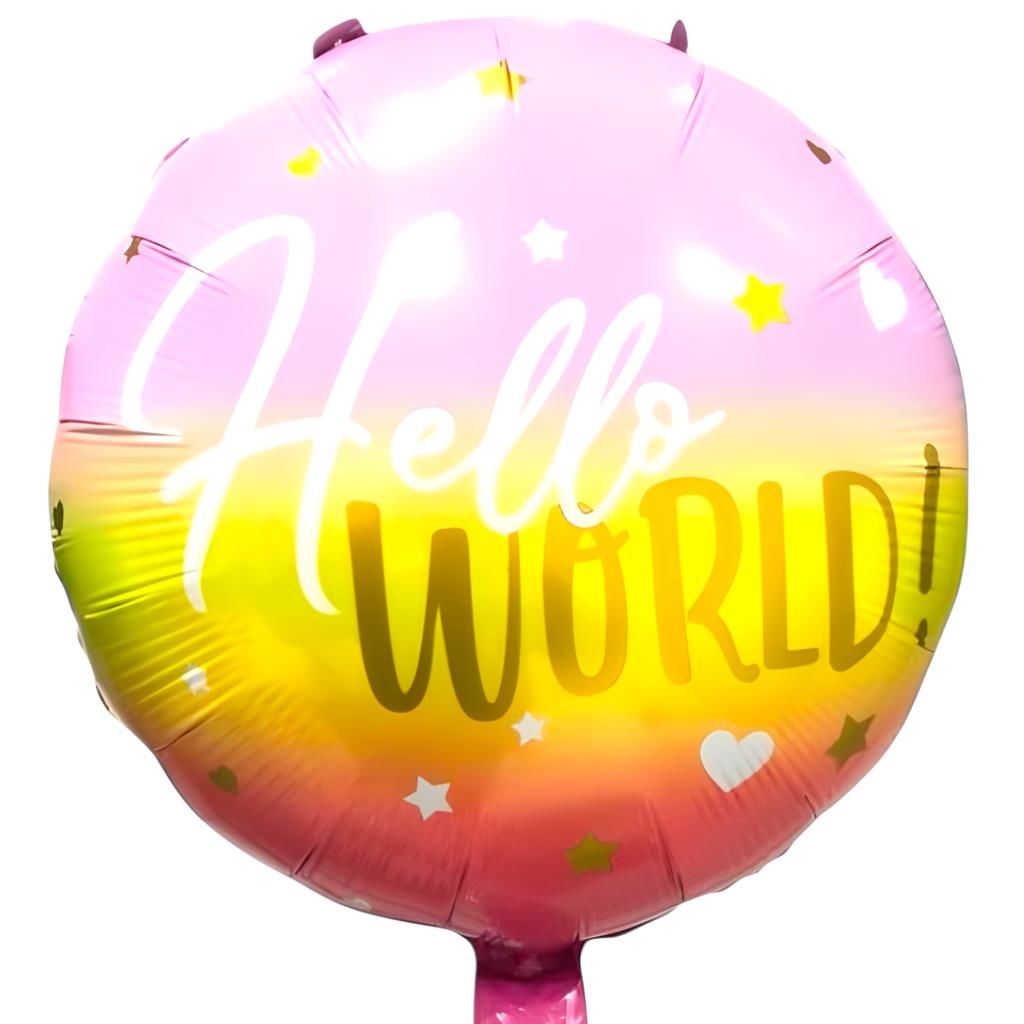 Toptan Folyo Balon Yuvarlak Hello World Model