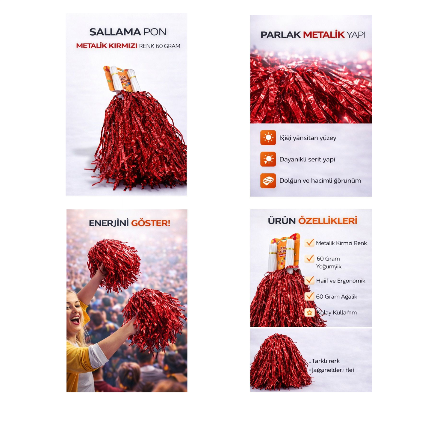 Toptan Kırmızı Ponpon Dolgun Model