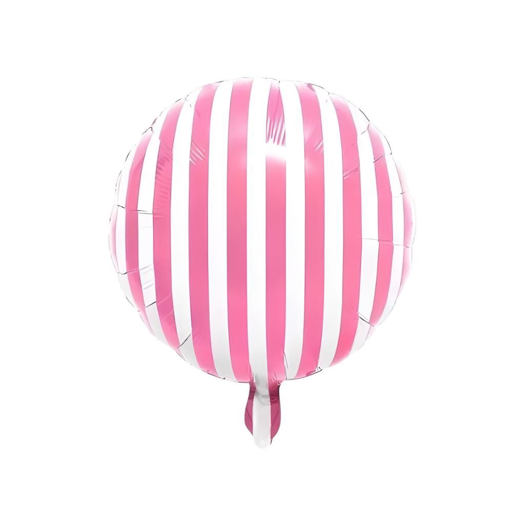 Toptan Folyo Balon Yuvarlak Pembe Çizgili Model
