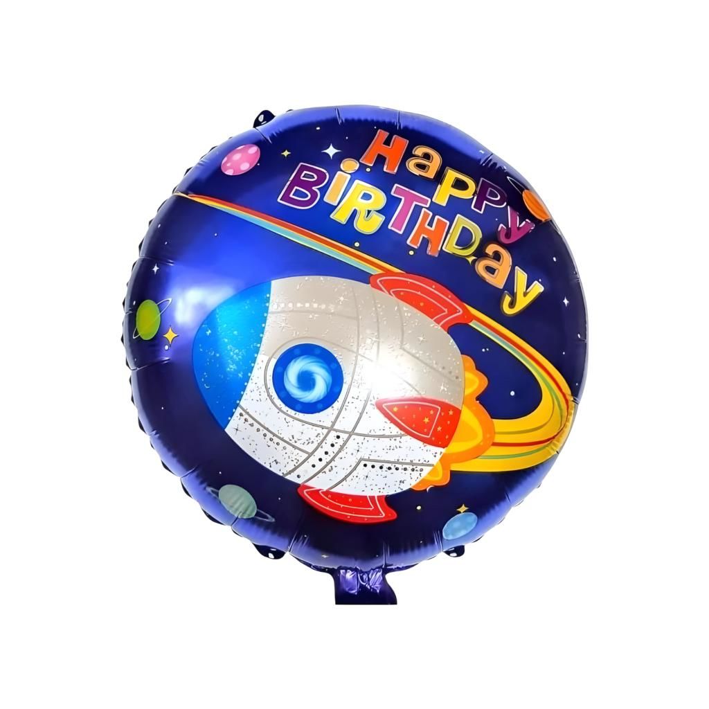 Toptan Folyo Balon Yuvarlak Happy Birthday Uzay Model