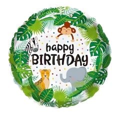 Toptan Folyo Balon Yuvarlak Safari Happy Birthday Model