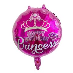 Toptan Folyo Balon Yuvarlak Happy Birthday Prenses Model