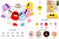 Toptan Gözlüklü Peluş Anahtarlık