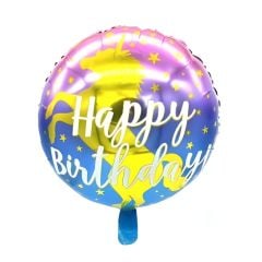 Toptan Folyo Balon Yuvarlak Happy Birthday Yazılı Unicorn Model