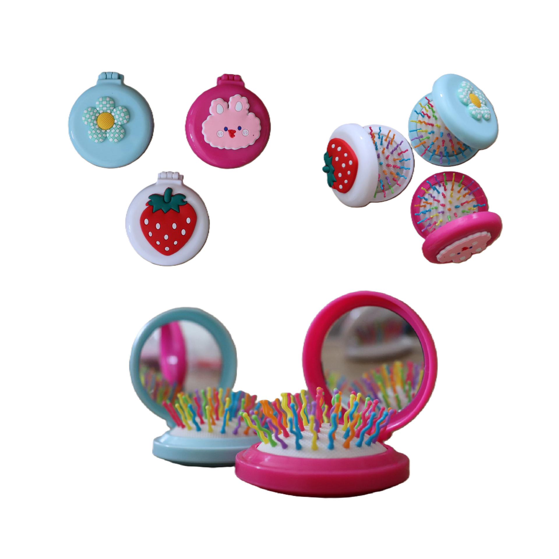 Toptan Renkli Katlanır Aynalı Tarak