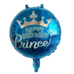 Toptan Folyo Balon Yuvarlak Happy Birthday Prens Model