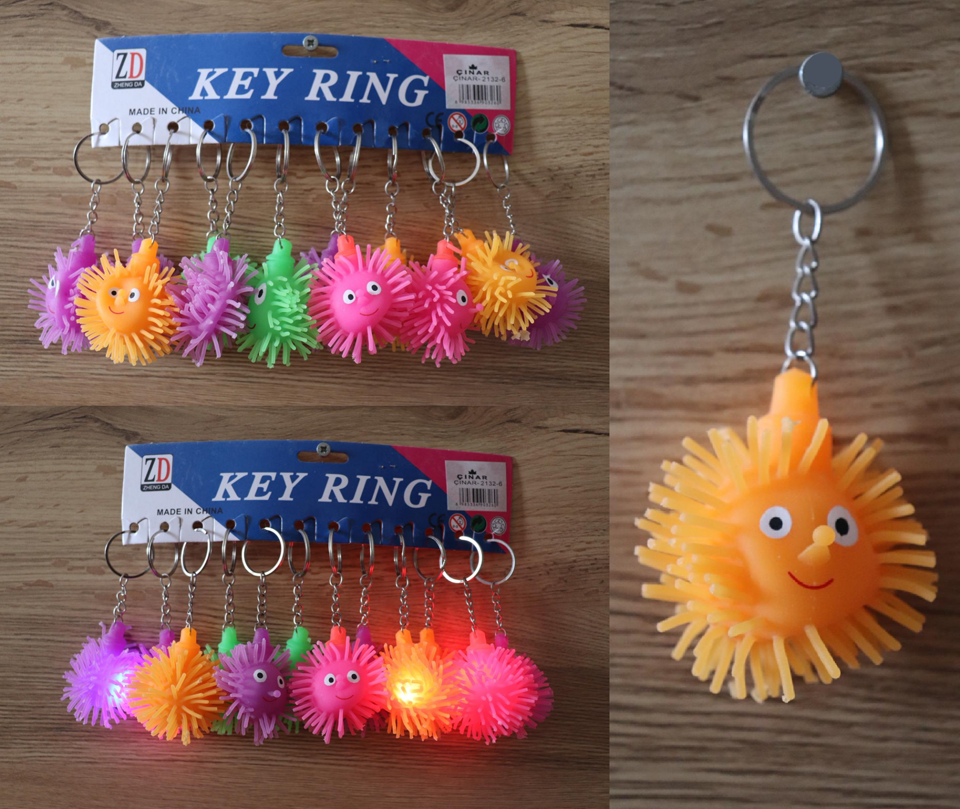 Toptan Işıklı Kirpi Anahtarlık