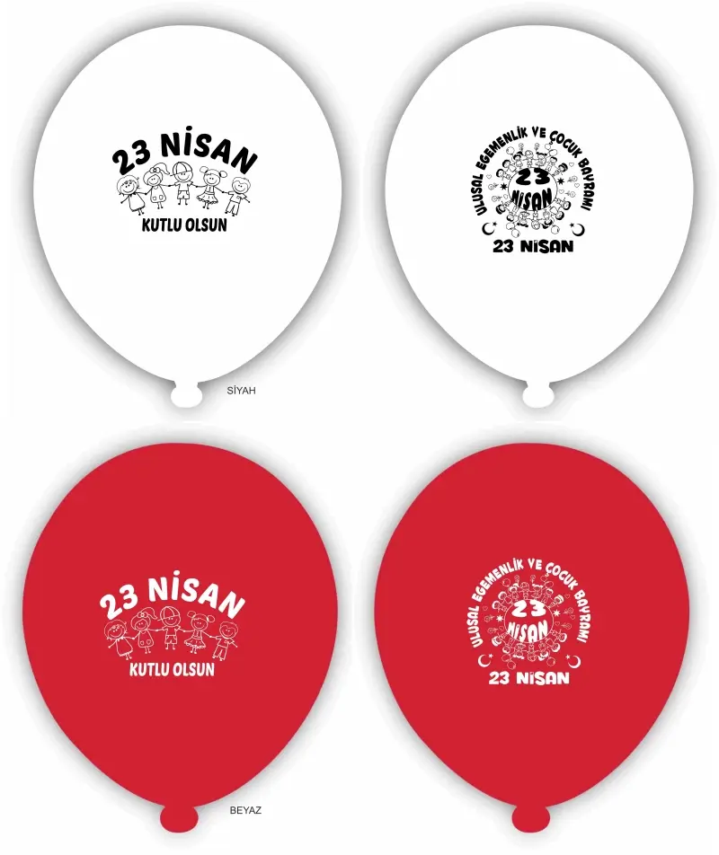 Toptan 23 Nisan Baskılı Lateks Balon - 11 inç