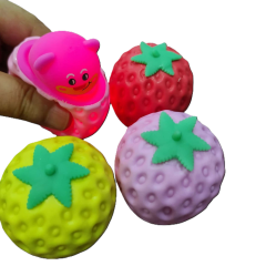Toptan Sıkmalı Squishy Işıklı Çilek - LED Işıklı Stres Oyuncağı