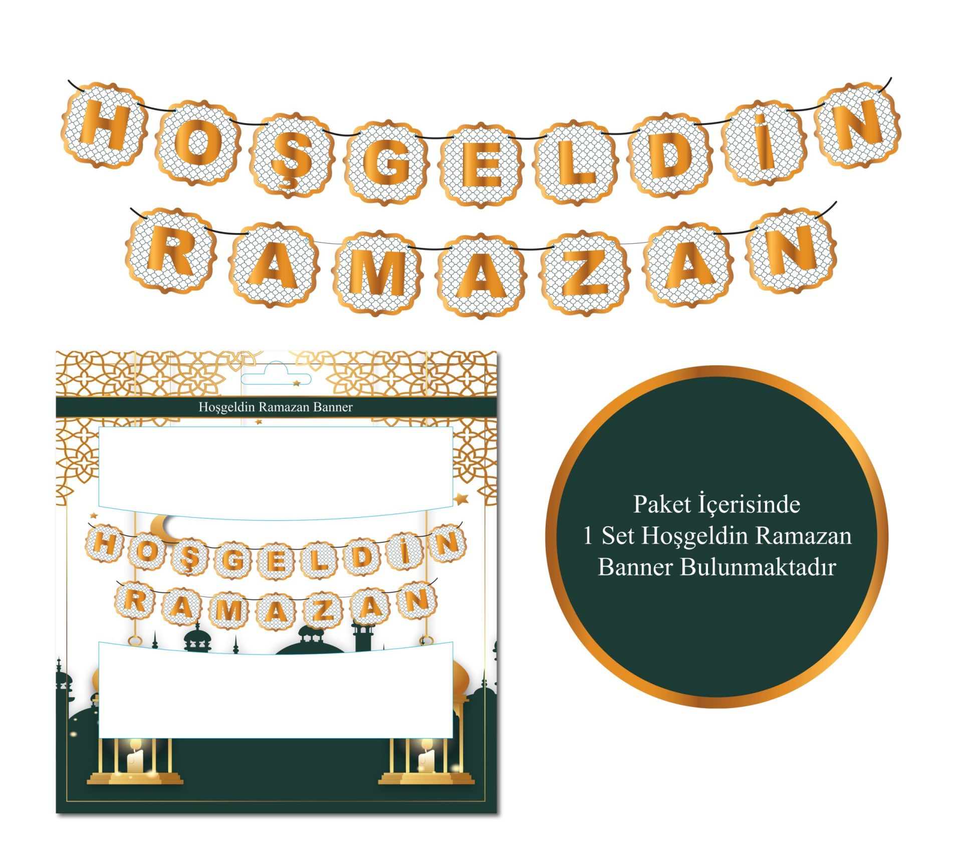 Toptan Hoşgeldin Ramazan Altın Dekor 10’lu Banner