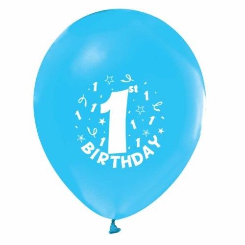 Toptan 1 Yaş Happy Birthday  Baskılı Mavi Lateks Balon