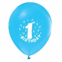 Toptan 1 Yaş Happy Birthday  Baskılı Mavi Lateks Balon
