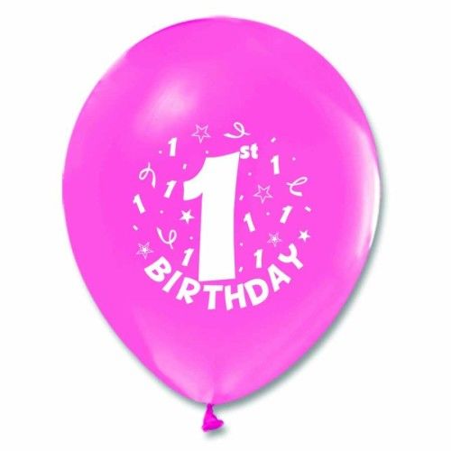 Toptan 1 Yaş Happy Birthday Baskılı Pembe Lateks Balon