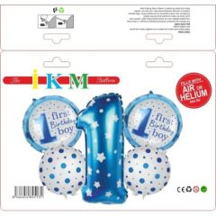 Toptan 1 Yaş Mavi 5Li Set Folyo Balon