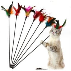 Toptan Çıngıraklı Tüylü Kedi Oyun Çubuğu 50 cm