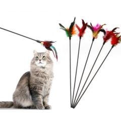 Toptan Çıngıraklı Tüylü Kedi Oyun Çubuğu 50 cm