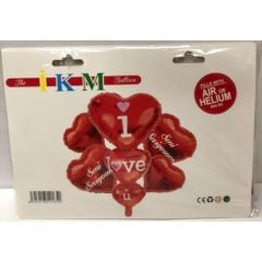Toptan 3 Lü Kalp I Love You Yazılı 5 li Folyo Balon set