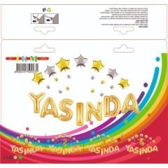 Toptan Yaşında Yıldızlı Altın  Set Folyo Balon