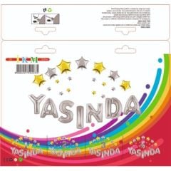 Toptan Yaşında Yıldızlı Gümüş Set Folyo Balon
