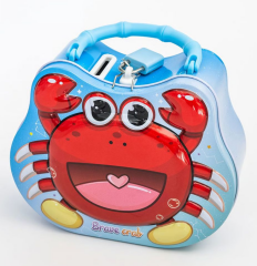 Toptan Çantalı Kilitli Teneke Kumbara Yengeç Model