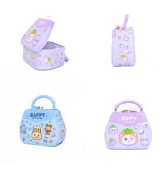 Toptan Çantalı Kilitli Teneke Kumbara