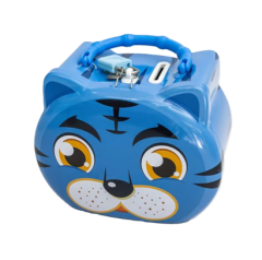 Toptan Çantalı Kilitli Teneke Kumbara Kedi Model