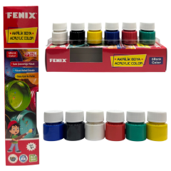 Toptan Fenix 6 Renk Karışık 15ml Şişe Akrilik Boya