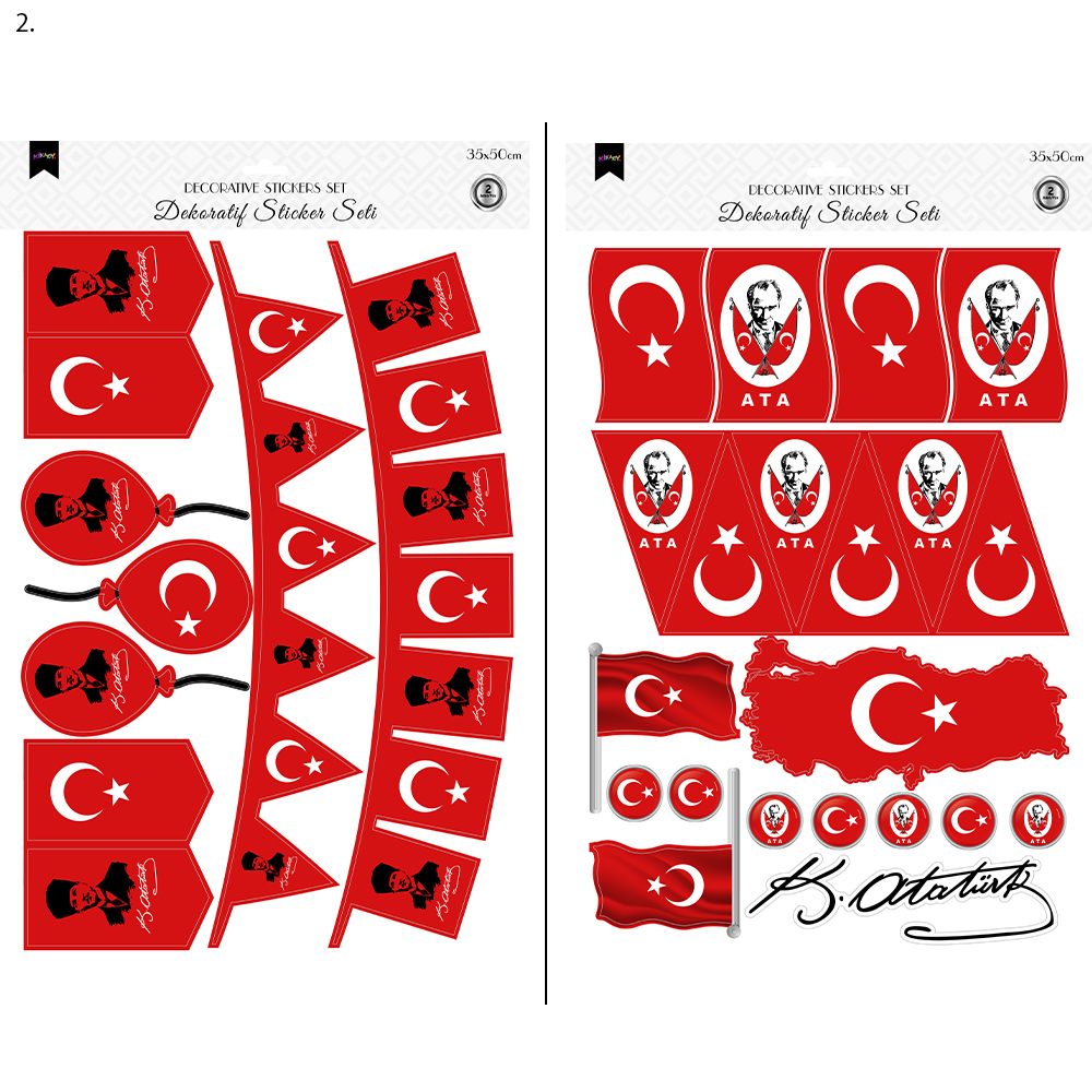 Toptan Dekoratif Milli Bayramlar Sticker Set 2li