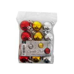 Toptan 3cm Ağaç Süsleme Topları 12'li Karışık