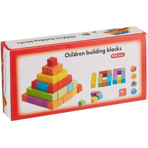 Toptan Ahşap 100Lü Renkli Küp Blok