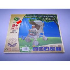 Toptan Ahşap 3D Maket Bebek Arabası