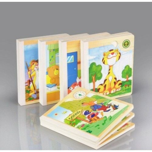 Toptan Ahşap 6Lı Yapboz Kitap Oyuncağı