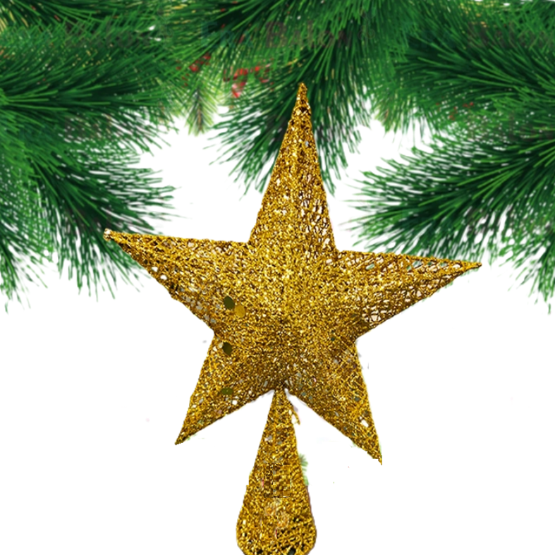 Toptan Çam Tepeliği Metal Yıldız 25 Cm Altın
