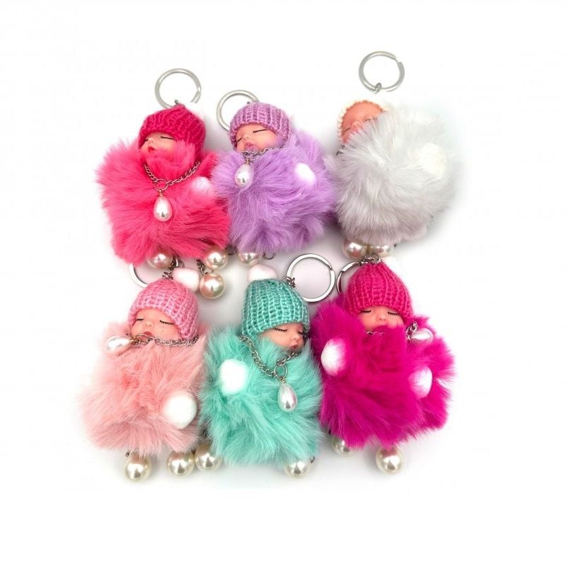 Toptan Tüylü Anahtarlık Zincirli Bebek