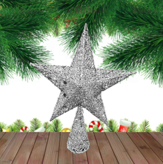 Toptan Çam Tepeliği Metal Yıldız 25 Cm Gümüş