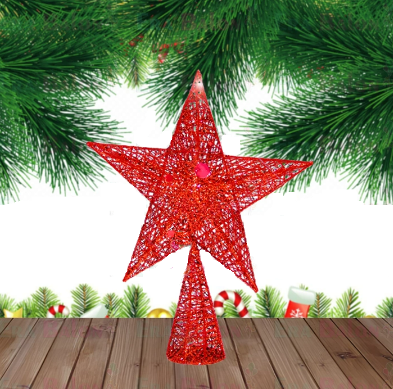 Toptan Çam Tepeliği Metal Yıldız 25 Cm Kırmızı