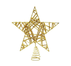 Yılbaşı Ağaç Tepeliği Çam Ağacı Simli Tel Tepe Yıldızı Gold 26 cm