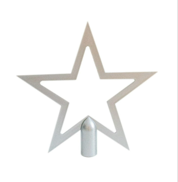 İçi Boş Yıldız Ağaç Tepeliği 18cm Gümüş Rengi