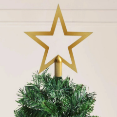 İçi Boş Yıldız Ağaç Tepeliği 18cm Altın Rengi