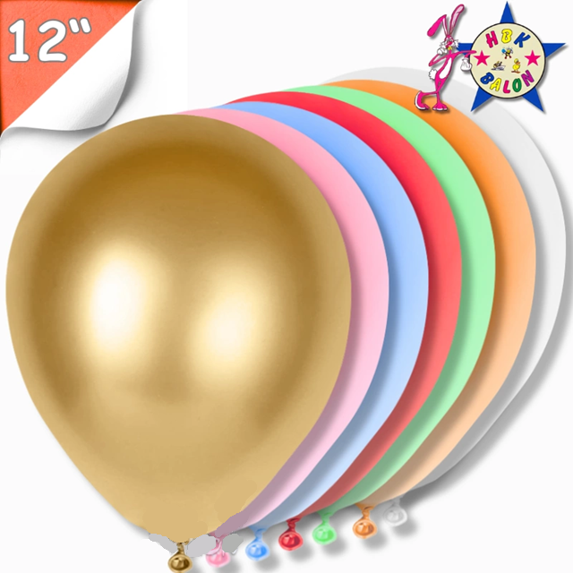Toptan Balon 12'' Metalik Karışık Renk Hbk
