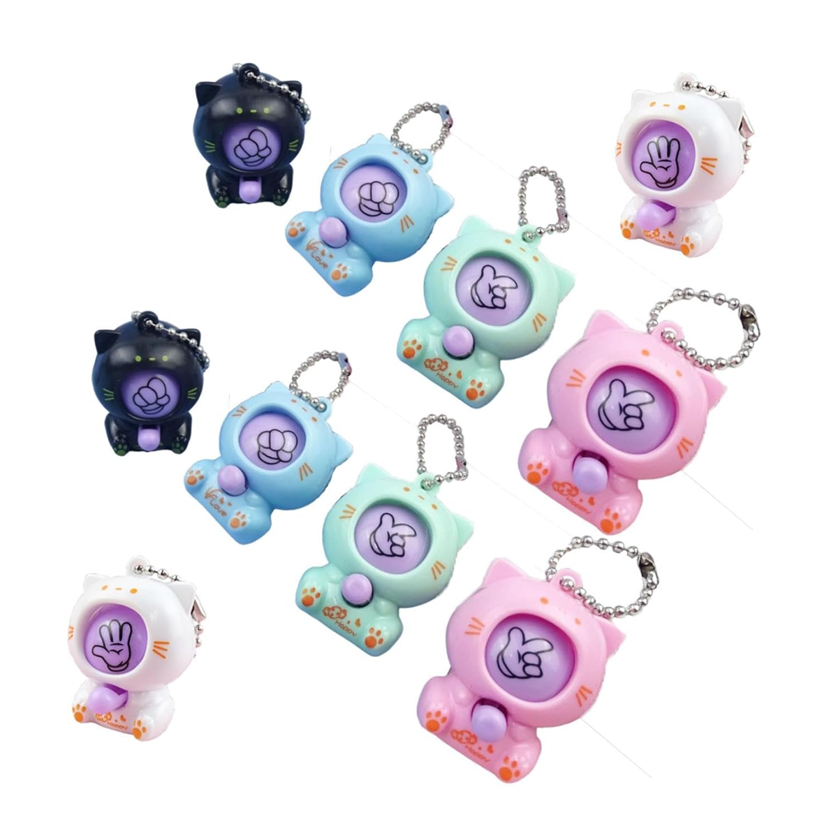 Toptan Taş Kağıt Makas Kedi Anahtarlık