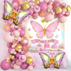 Toptan Folyo Balon Pembe Gold Kelebek