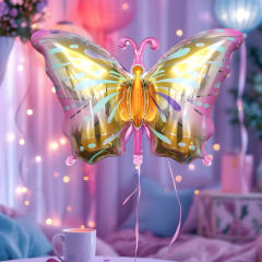 Toptan Folyo Balon Pembe Gold Kelebek