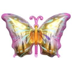 Toptan Folyo Balon Pembe Gold Kelebek